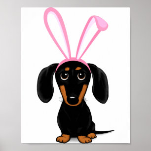 Poster Coelho divertido da Páscoa cachorro preto e marrom