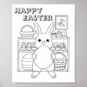 Poster Coelho do Coelho de Páscoa Ovos Página para Colori