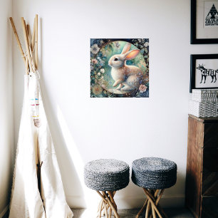 Poster Coelho Elegante De Arte Nouveau Na Páscoa De Frame