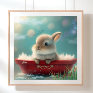 Poster Coelho em um Barco Vermelho Arte Personalizada par