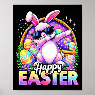 Poster Coelho engraçado fazendo dabbing feliz páscoa ócul