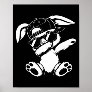 Poster Coelho engraçado meme gráfico fazendo dab para hom