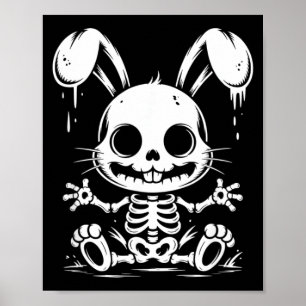 Poster Coelho Esqueleto Caveira de Coelho Alternativo Gót