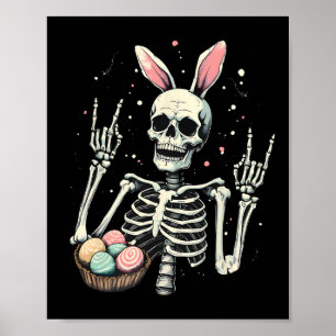 Poster Coelho Esqueleto de Páscoa Mão de Rocker de Pedra