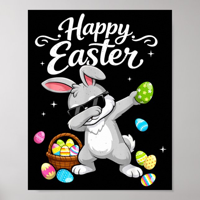 Poster Coelho Feliz da Páscoa para Crianças Meninas Adole (Frente)