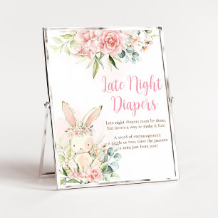 Poster Coelho Floral Rosa Coelho Coelho Bebê Fraldas Notu