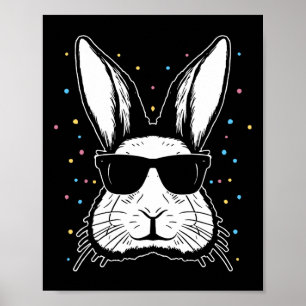 Poster Coelho Fofo Rosto de Coelho Tie Dye Gles Garota Fe
