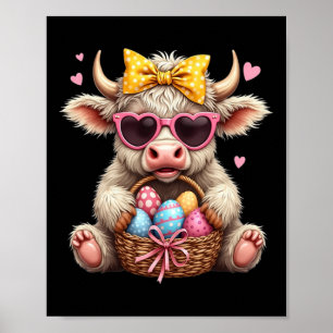 Poster Coelho Fofo Vaca Retro Fazendeiro Ocidental Dia de