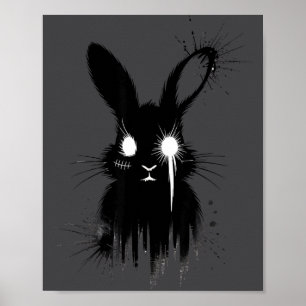 Poster Coelho Gótico Fofo e Assustador Desenho Alternativ