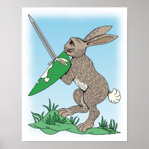 Poster Coelho Guerreiro Medieval