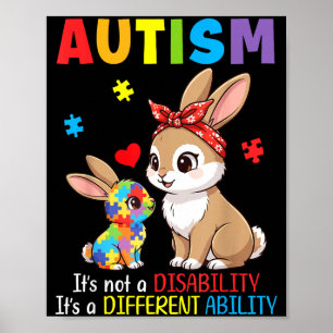 Poster Coelho Mãe Consciência do Autismo Habilidade Difer