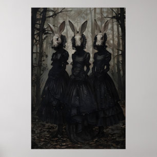Poster Coelho místico na floresta, coelho gótico de culto