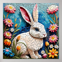 Coelho Mosaico Colorido - Arte Animal Whimsical
