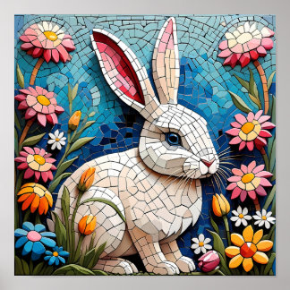 Poster Coelho Mosaico Colorido - Arte Animal Whimsical