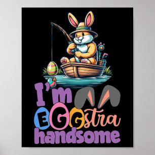 Poster Coelho Muito Bonito Pescando Peixe B Páscoa Da