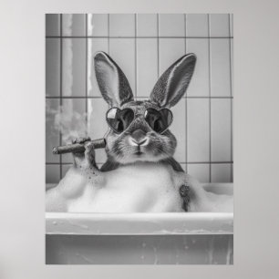 Poster Coelho na Banheira com Óculos de Sol – Banho Capri