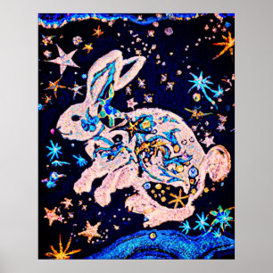 Poster Coelho no céu com estrelas