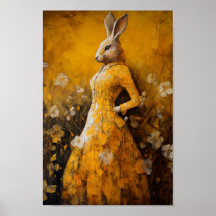 Poster Coelho num vestido amarelo