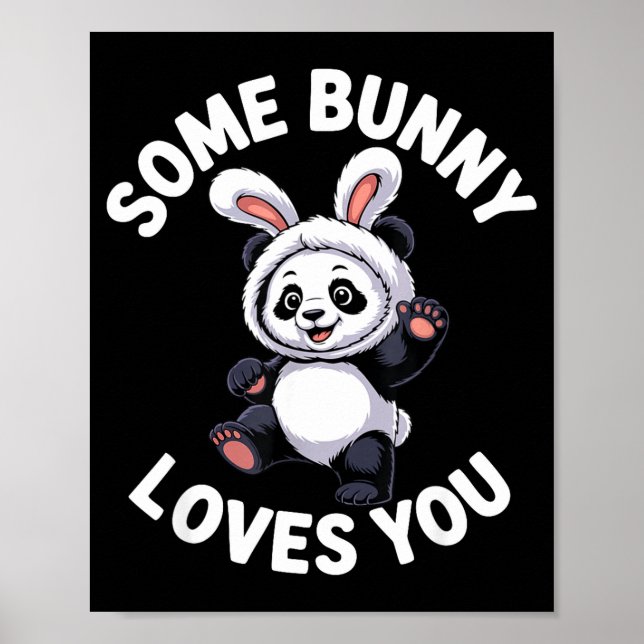 Poster Coelho Panda Fofo de Páscoa Algum Coelho Te Ama  (Frente)