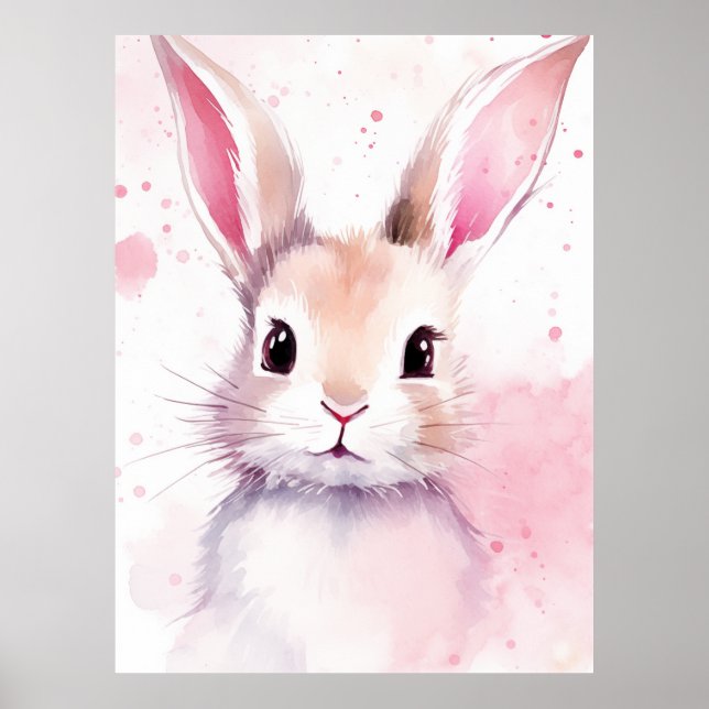 Poster Coelho Pastel fofo Rosa (Frente)