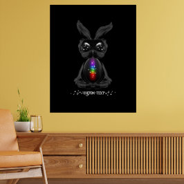 Poster Coelho Preto Fofo com Alma Arco-Íris Chakra
