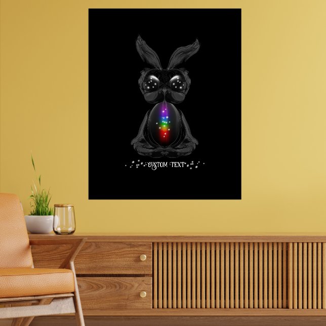 Poster Coelho Preto Fofo com Alma Arco-Íris Chakra (Sala de Estar 2)