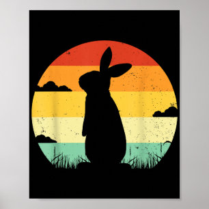 Poster Coelho Retro Estilo Vintage 80s Estilo Bunny Lover