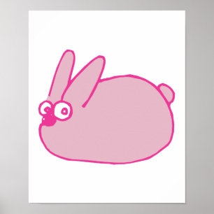 Póster coelho rosa bonito
