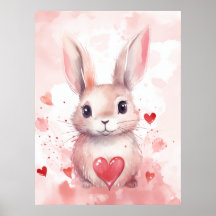 Coelho Rosa Pastel Super Fofo Corações Olhos Casta