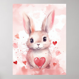 Poster Coelho Rosa Pastel Super Fofo Olhos Castanhos