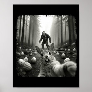 Poster Coelho Selfie com Bigfoot Camisas engraçadas de Pá