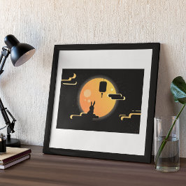 Poster Coelho Shine Moon - Festival de Médio do céu negro