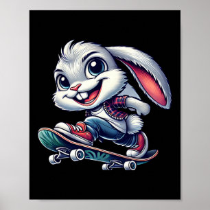 Poster Coelho skate fazendo skate