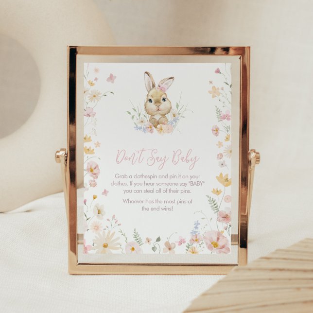 Poster Coelho Um Chá de fraldas Não Diga Bebê (Somebunny Rabbit Baby Shower Don't Say Baby Sign)