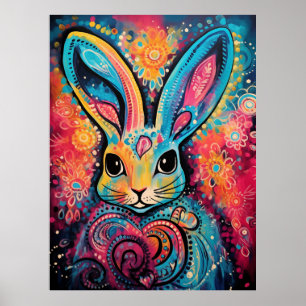 Poster Coelho Vibrações positivas corações