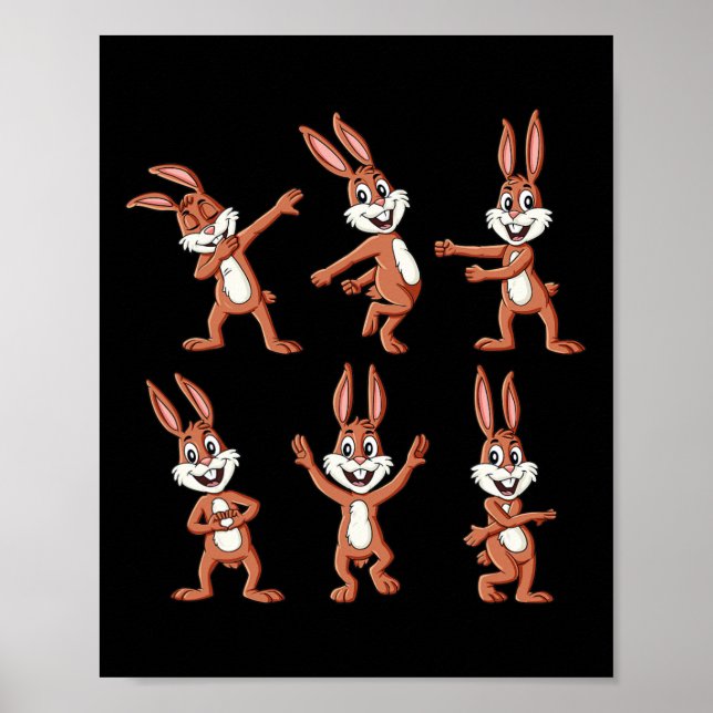 Poster Coelhos Dançantes Desafio de Dança do Dia de Pásco (Frente)