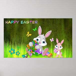 Poster Coelhos de felz pascoa