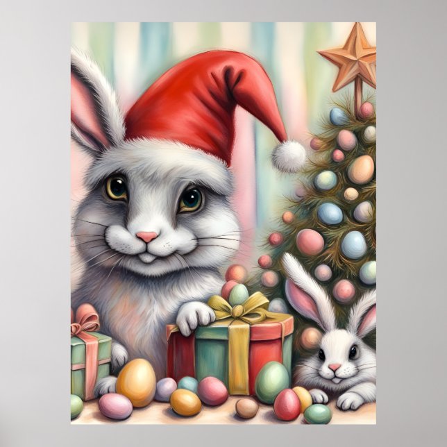 Poster Coelhos de Natal Engraçado, Páscoa (Frente)
