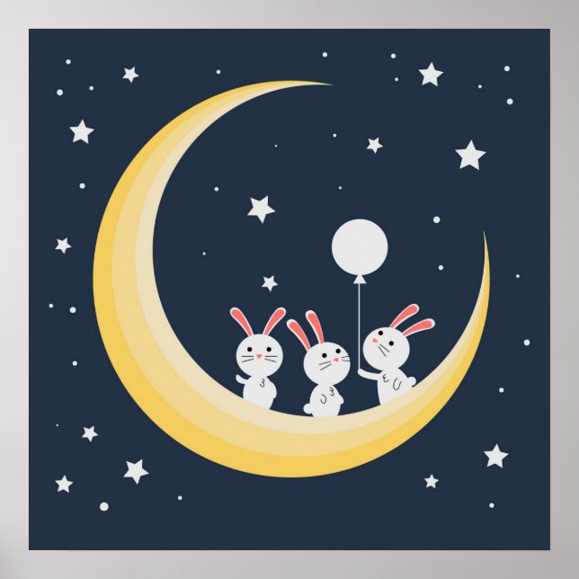 Poster Coelhos na lua (Frente)