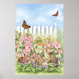 Póster Coelhos no jardim