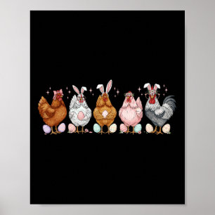 Poster Coelhos Orelhas de Galinha de Páscoa Frango Avicul
