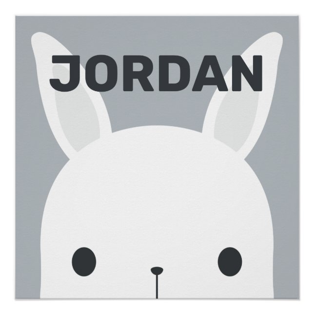 Póster Coelhozinho Fofo com Nome Personalizado (Frente)