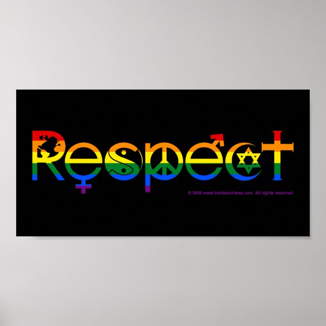 Póster Coexistir com respeito à Orgulho gay LGBT (Frente)