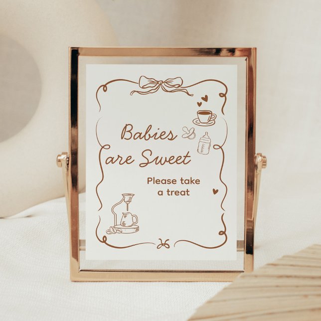 Poster Coffee Baby is Brewing Babies are Sweet Sign (Coffee Baby is Brewing Baby Shower Sign)