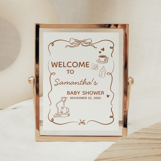 Poster Coffee Baby is Brewing Baby Shower Welcome Sign (Coffee Baby is Brewing Baby Shower Sign)