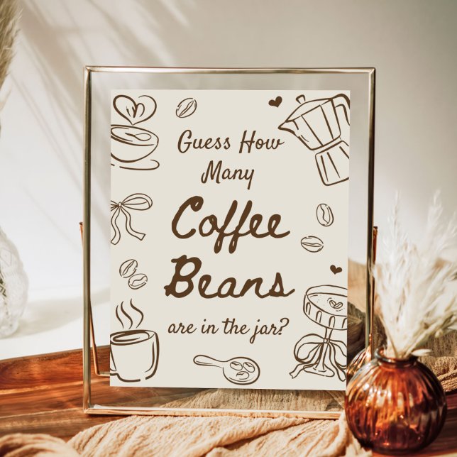 Poster Coffee Bridal Shower Guess How Many Coffee Beans  (Criador carregado)