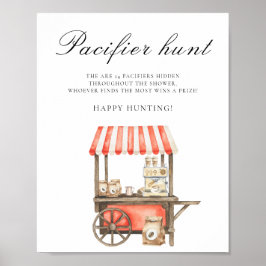 Poster Coffee cart - pacifier hunt baby shower game