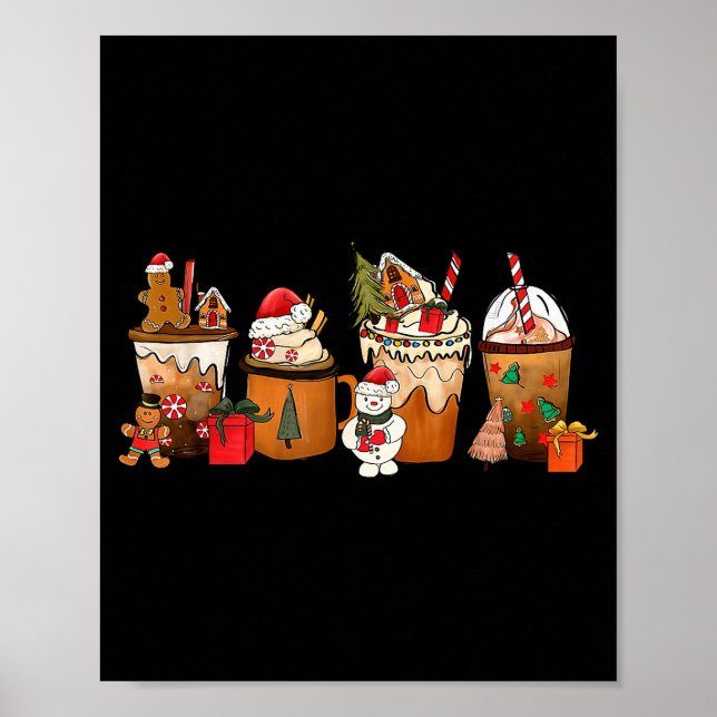 Poster Coffee Hot Cocoa Merry Christmas Xmas Family Pajam (Frente)