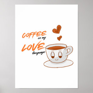 Poster Coffee Love – Ilustração de Café Fofo Decoração de