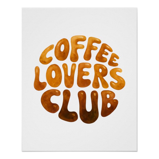 Póster Coffee Lovers Club Wall Art, Whimsical Typography  (Frente)